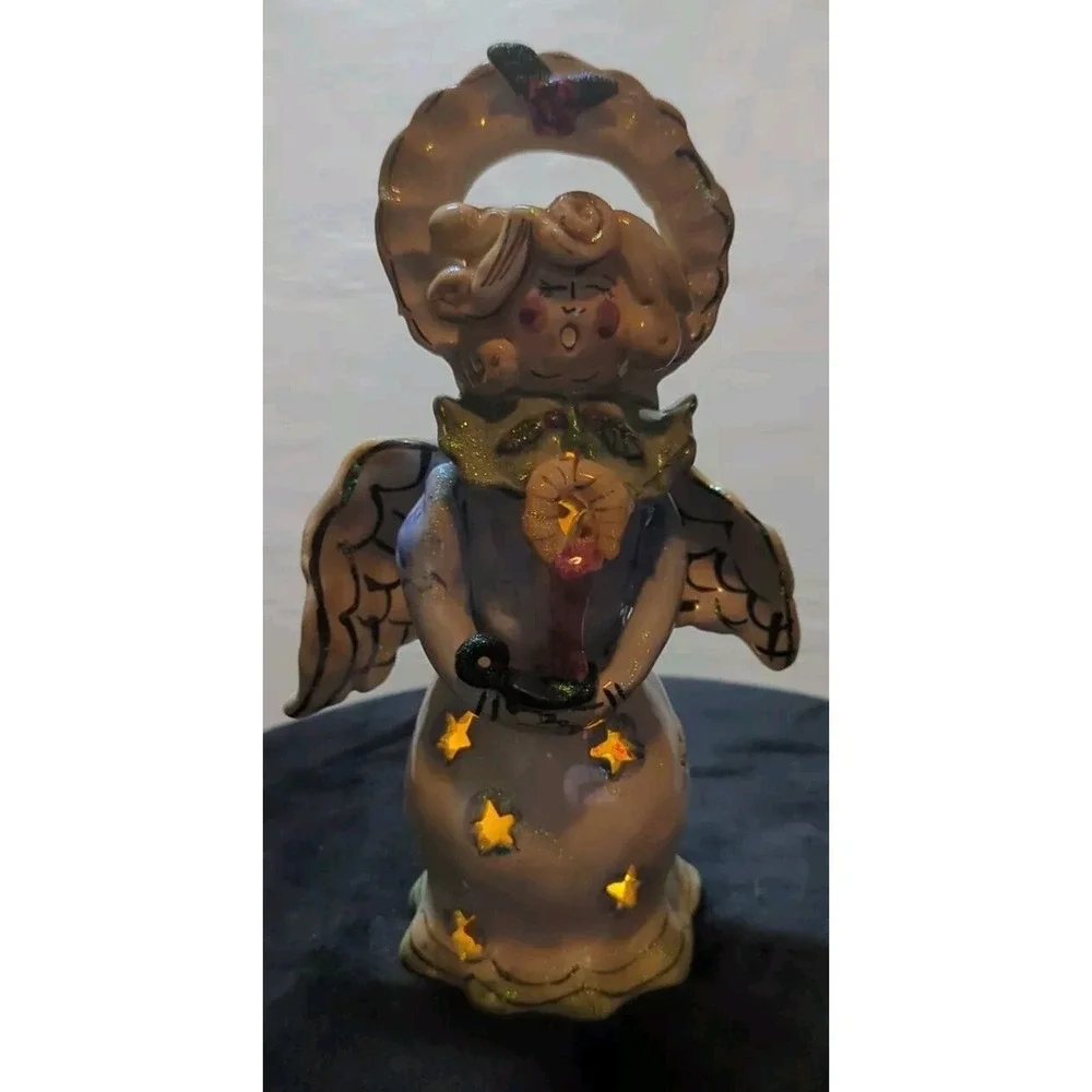 2000 Blue Sky‎ Clayworks Heather Goldminc Christmas Angel Caroler Votive Holder